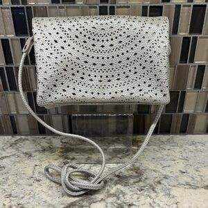 Silver laser cut Perforated Crossbody Bag